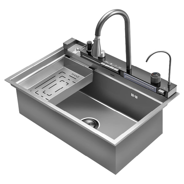 Hans Handmade Full Smart Kitchen Sink 80 × 52 cm With Mixer & Drain and accessories H 80-51S