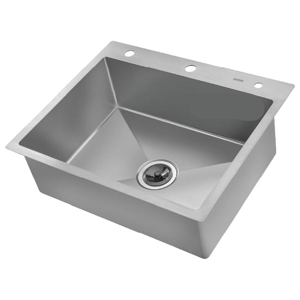 Hans Handmade Kitchen Sink 61 × 51 cm With Drain Chrome H 61-51
