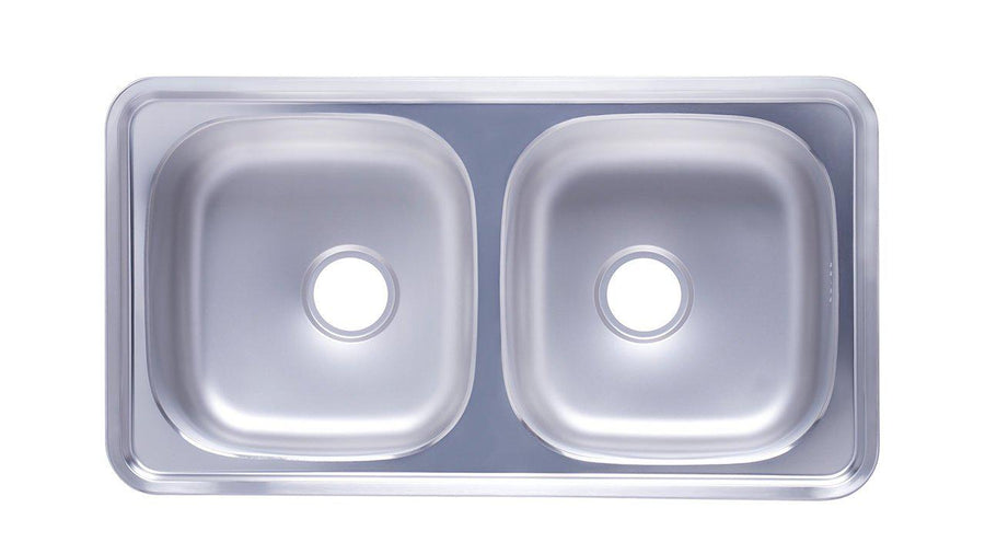 Hans Kitchen Sink 48 × 87 cm 2 Bowls With Drain Chrome ISD 870